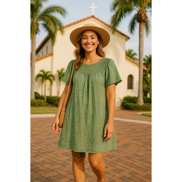 Old Navy Dresses & Skirts - Old Navy Dress Smocked Yoke Embroidered Cottagecore Floral Spring Summer